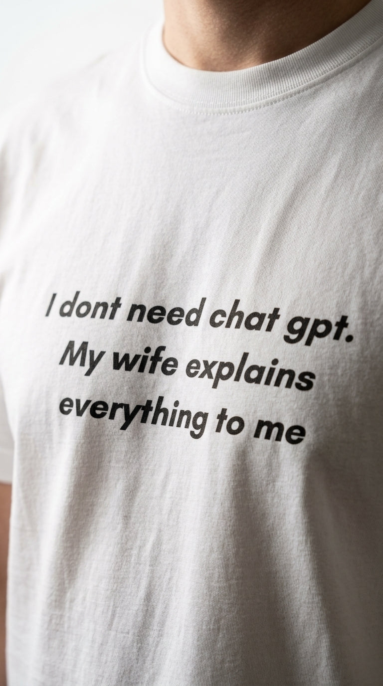 “I don't need ChatGPT. My wife explains everything to me” - T-shirt