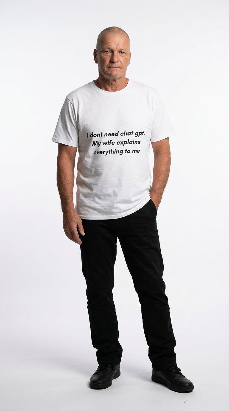 “I don't need ChatGPT. My wife explains everything to me” - T-shirt